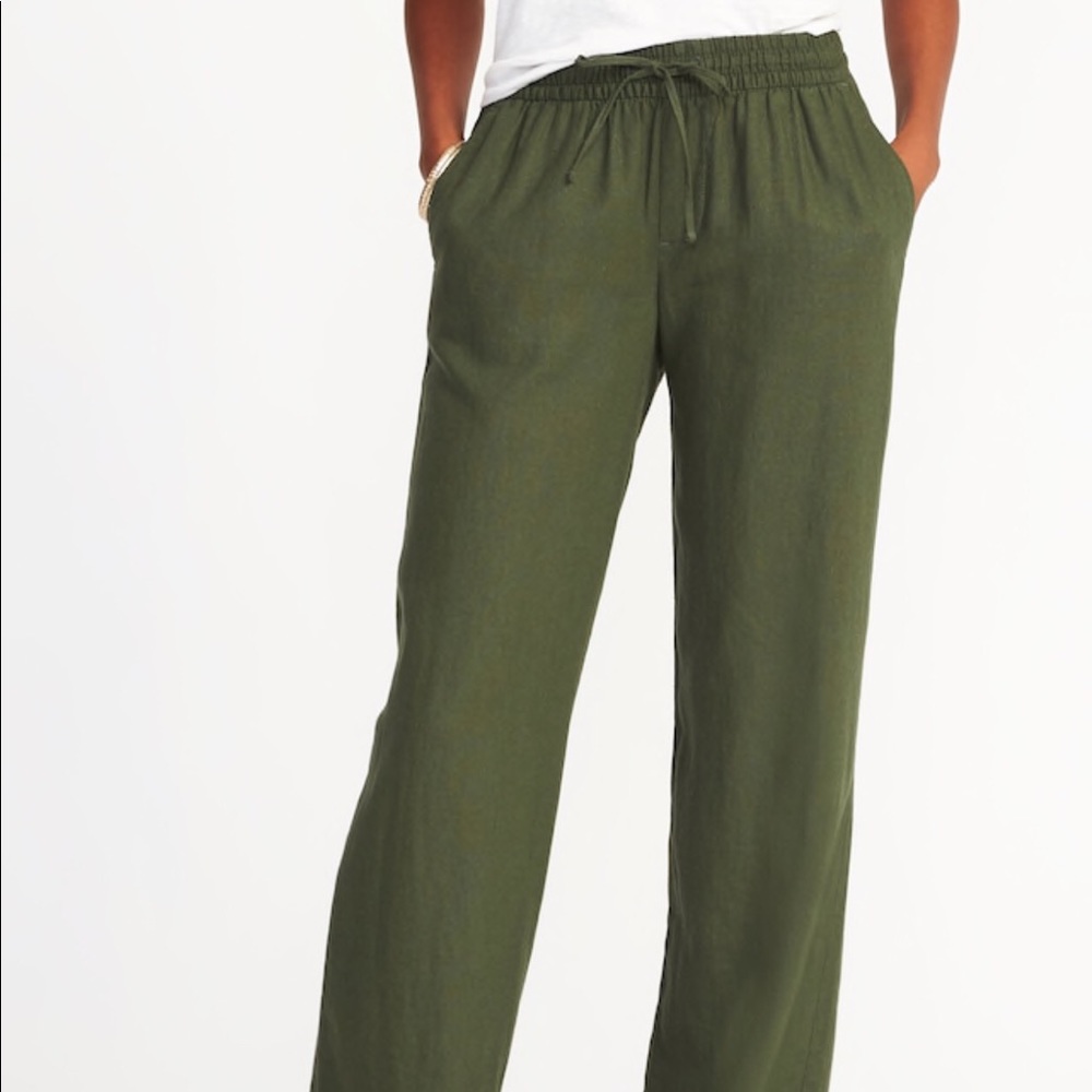 Old Navy olive colored linen pants. NWT!! Size XXL